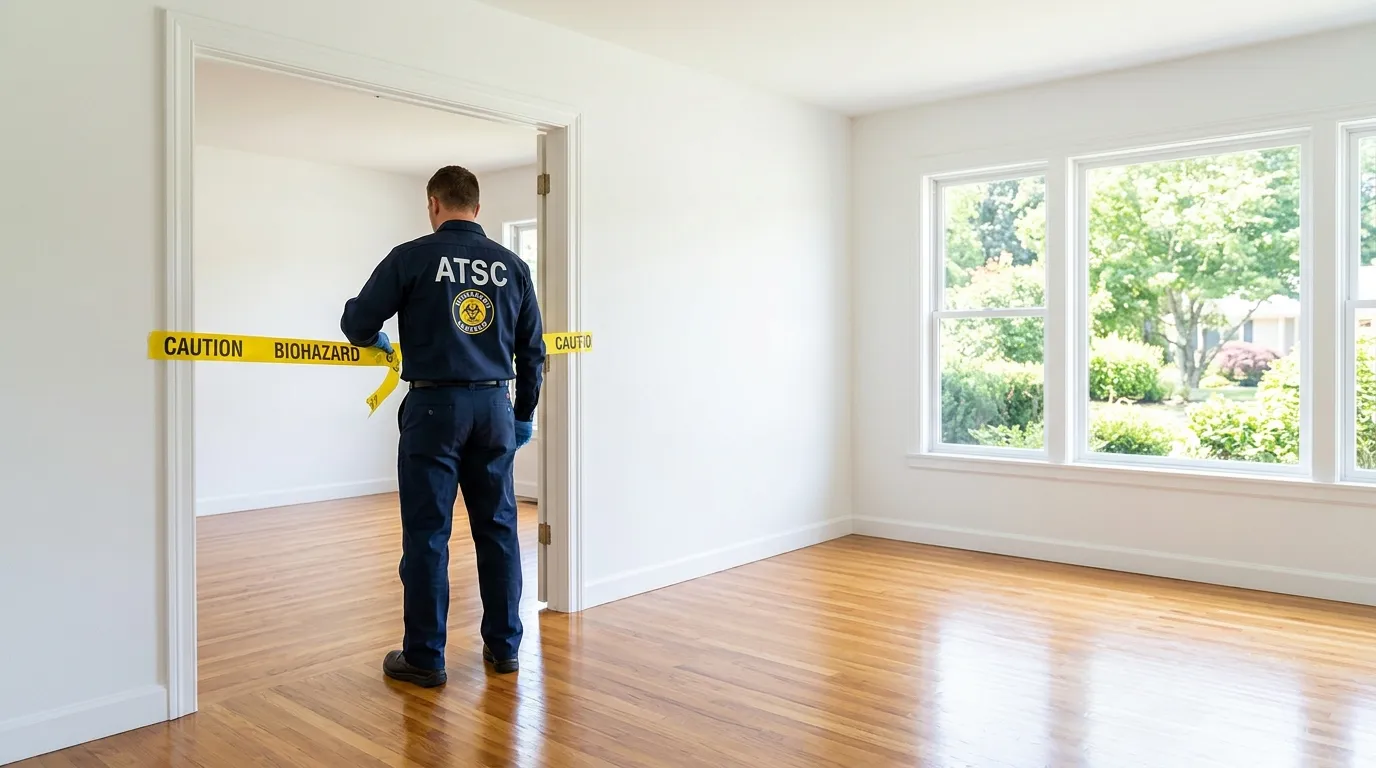 Certified biohazard cleanup crew performing Decomposition Cleanup in Dunmore